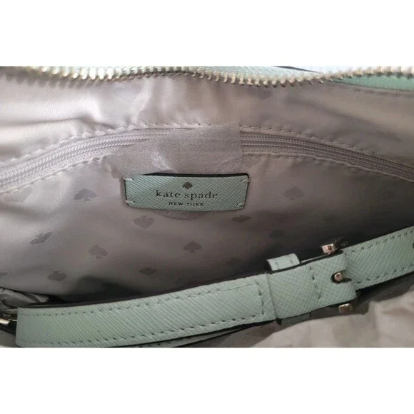 NWT KATE SPADE Staci Saffiano Leather Shoulder/Hobo Bag Crystal Blue $359 *FLAW - Picture 7 of 16